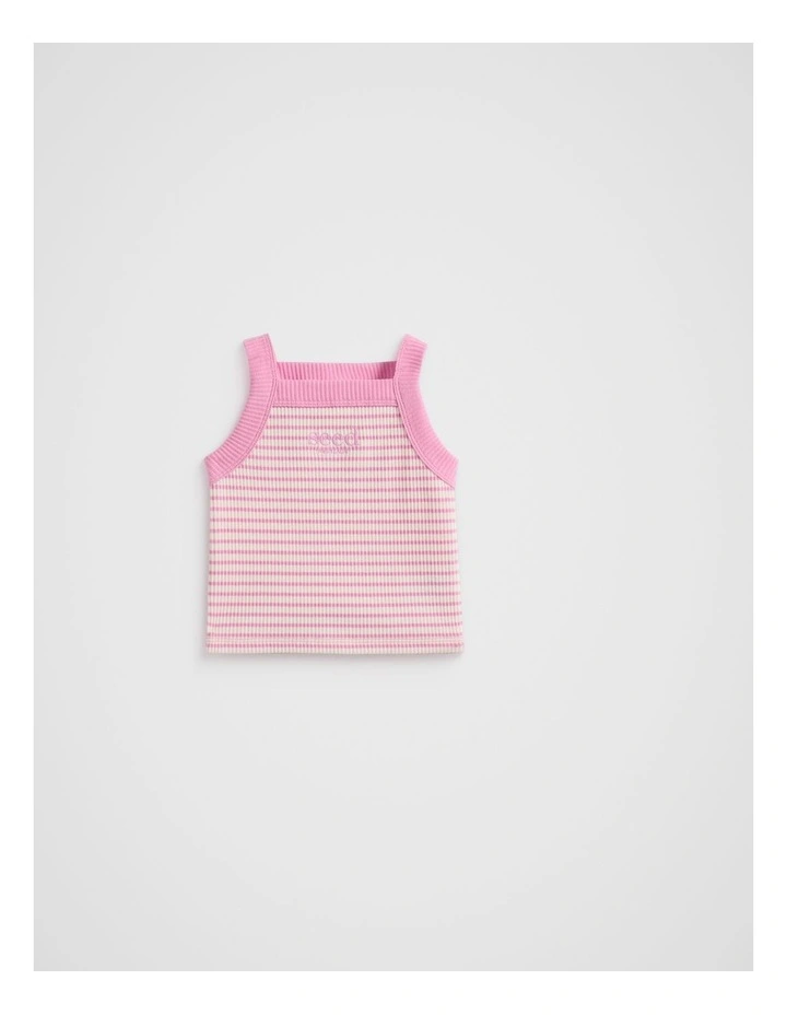 Stripe Logo Tank in Candy Pink image 1