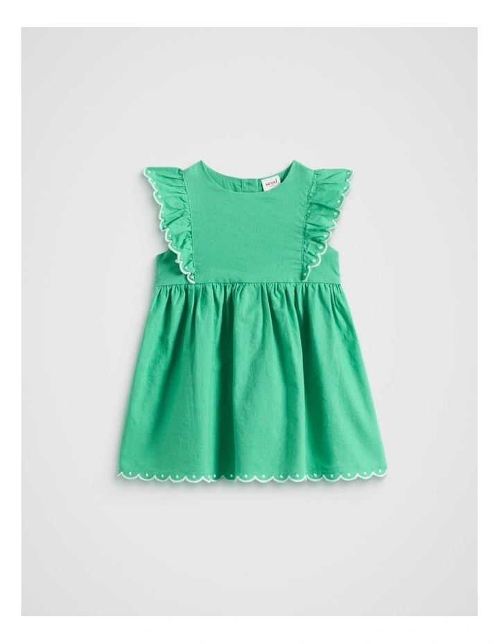 Scallop Trim Dress in Deep Emerald image 1