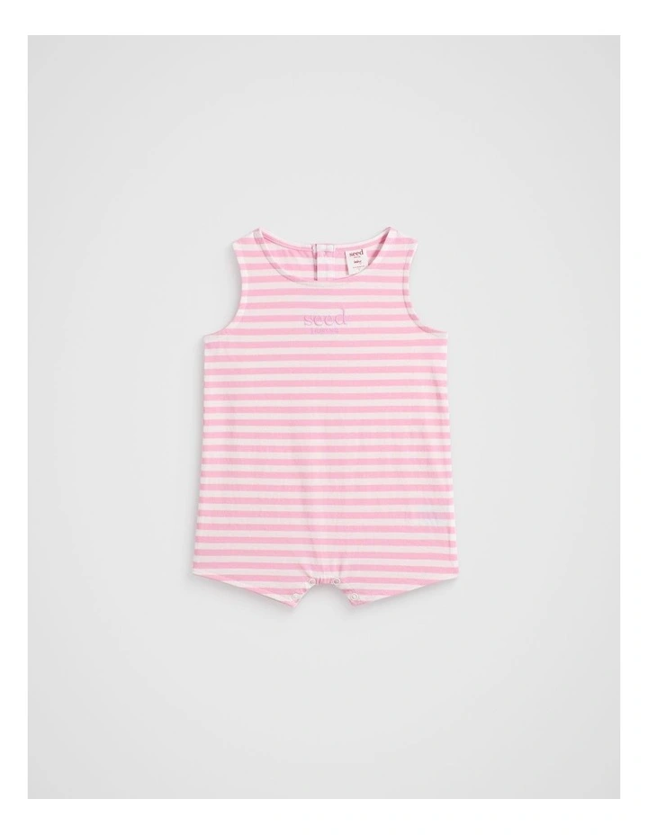 Stripe Romper in Candy Pink image 1
