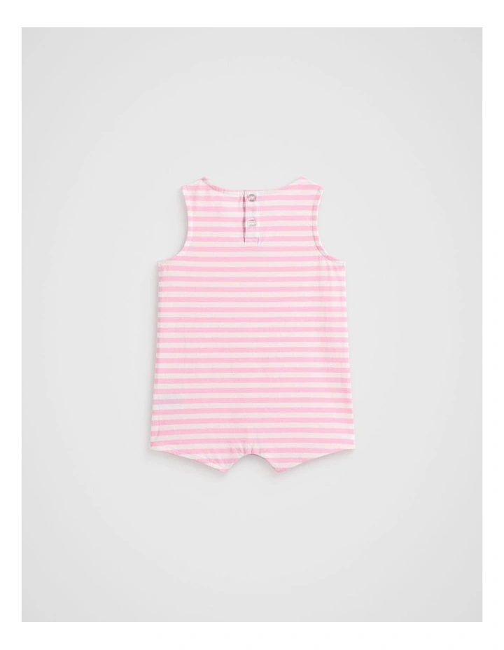 Stripe Romper in Candy Pink image 2