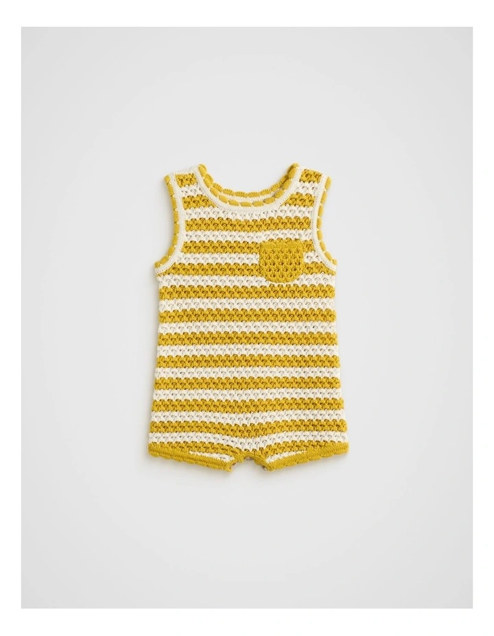 Stripe Crochet Romper in Sundaze image 1