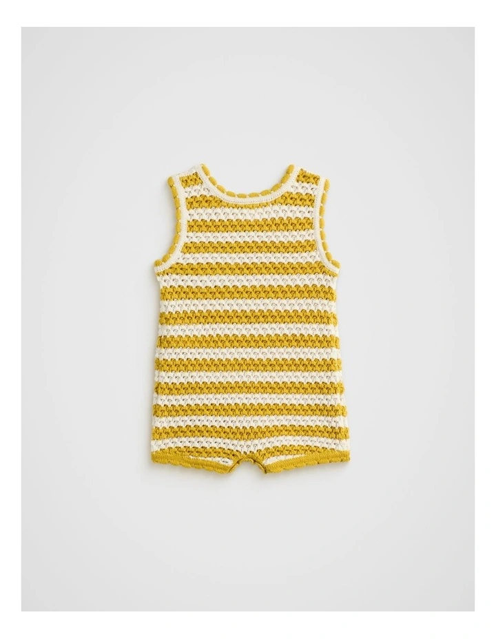 Stripe Crochet Romper in Sundaze image 2