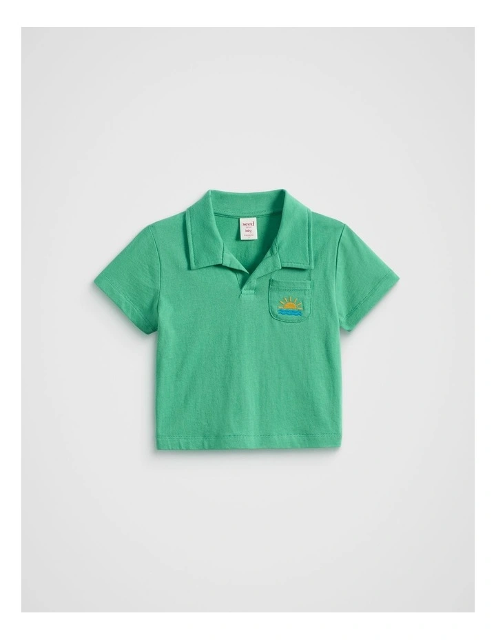Jersey Polo in Deep Emerald image 1