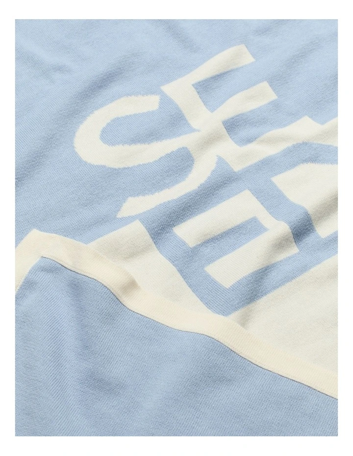 Logo Knit Blanket in Baby Blue image 2