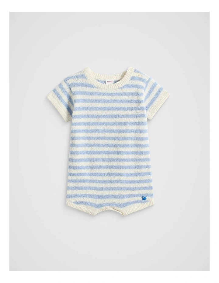Snail Knit Romper in Baby Blue image 1