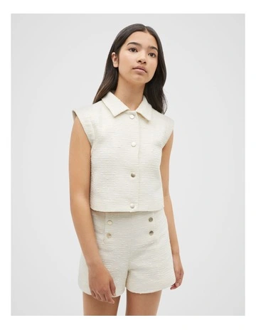 Boucle Button Top in Marshmallow