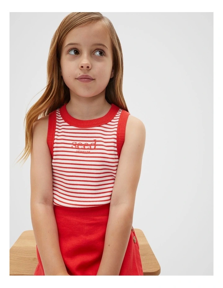 Stripe Logo Tank in Strawberry Red image 1