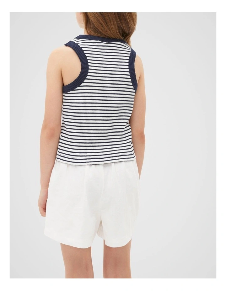 Stripe Logo Tank in New Navy image 2