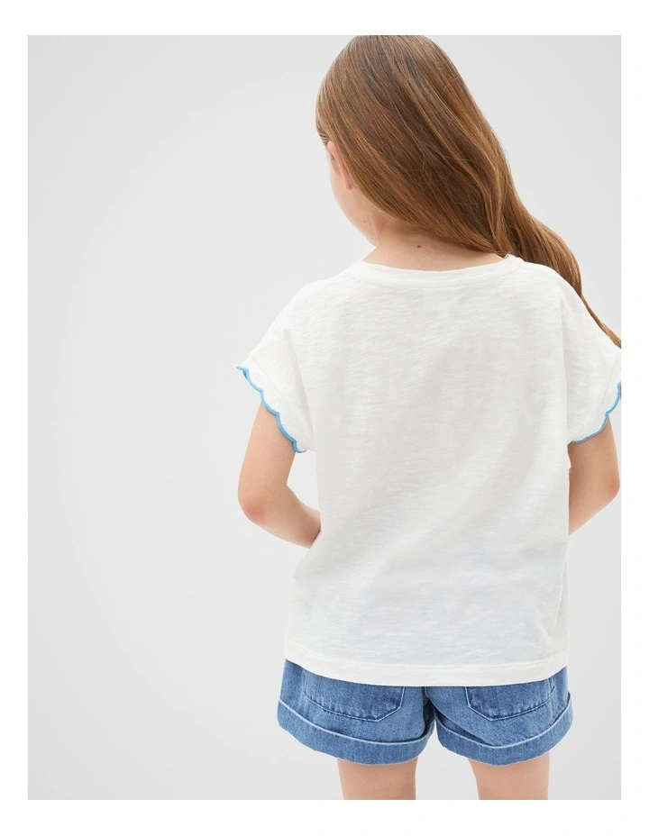 Scallop Detail Tee in Canvas image 2