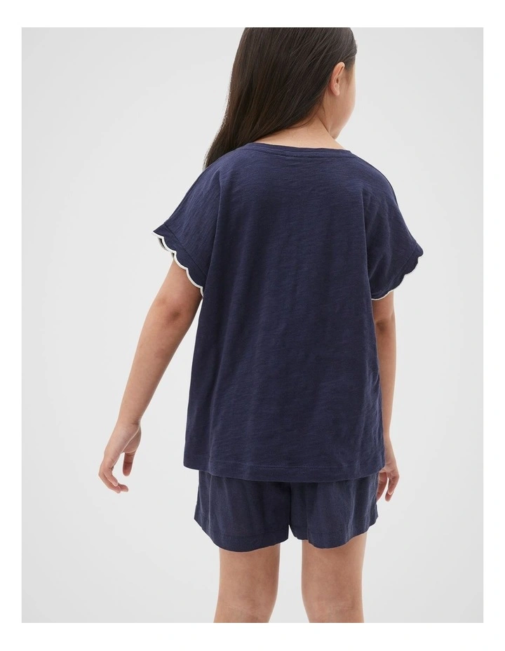 Scallop Detail Tee in New Navy image 2
