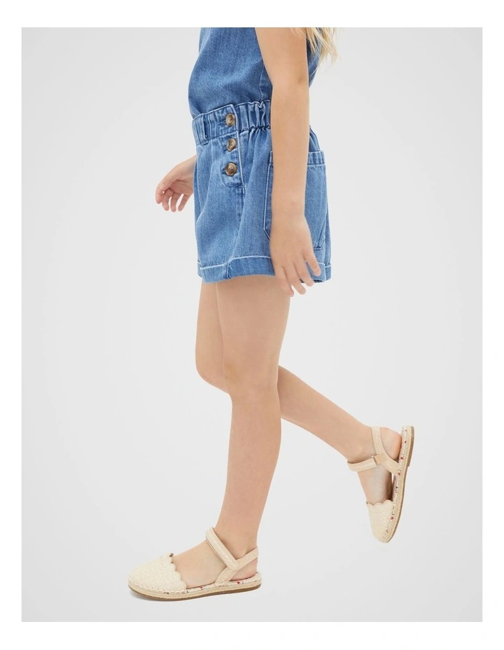 Denim Button Short in Classic Blue image 1