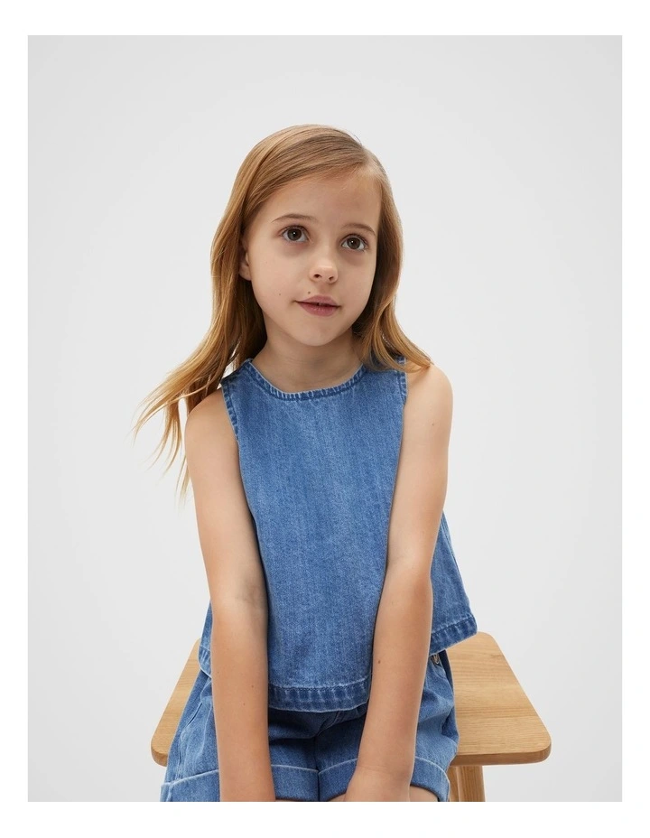 Denim Top in Classic Blue image 1