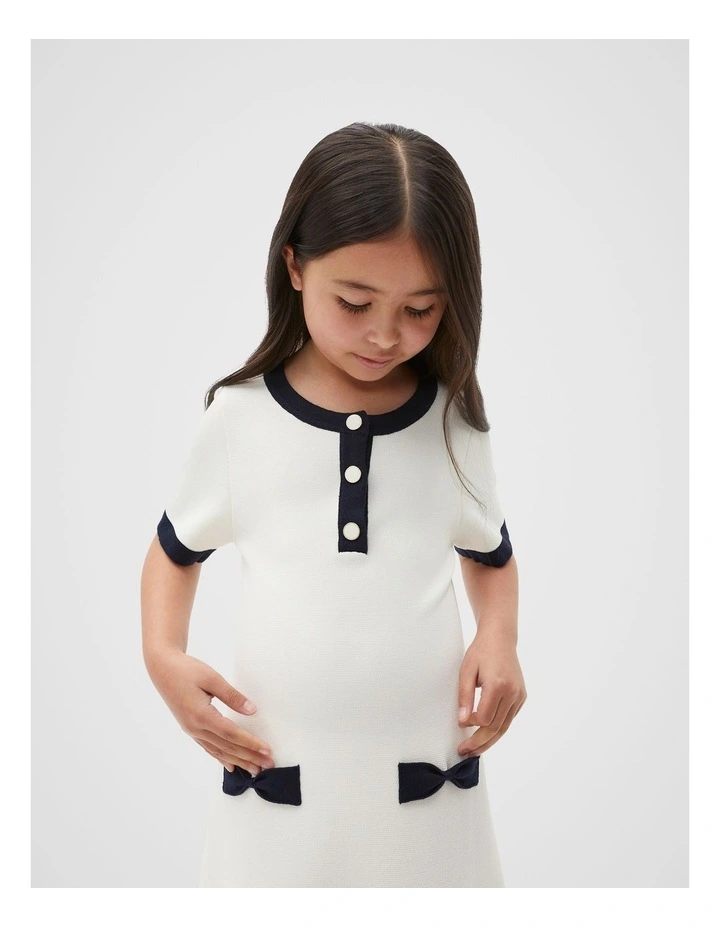 Button Knit Dress in Milk image 3