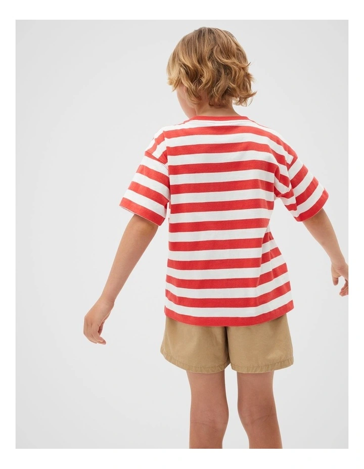 Core Stripe Tee in Strawberry Red Stripe image 2