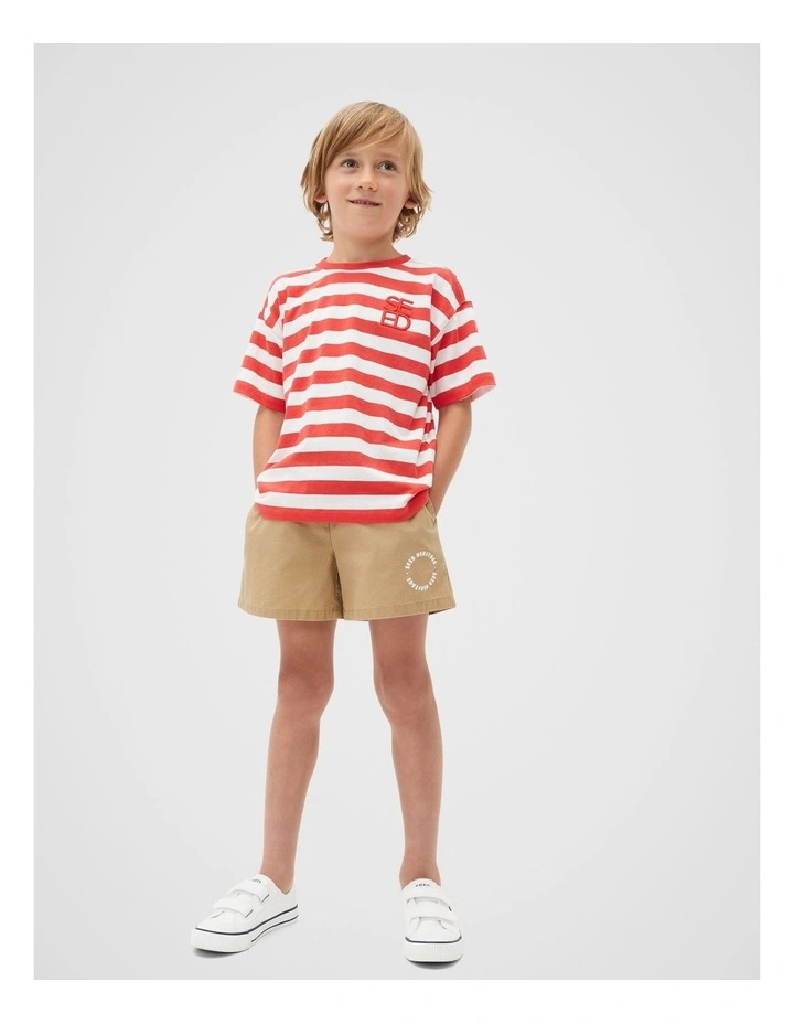 Core Stripe Tee in Strawberry Red Stripe image 3
