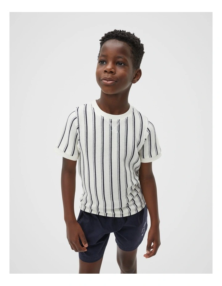 Stripe Waffle Tee in Canvas image 1