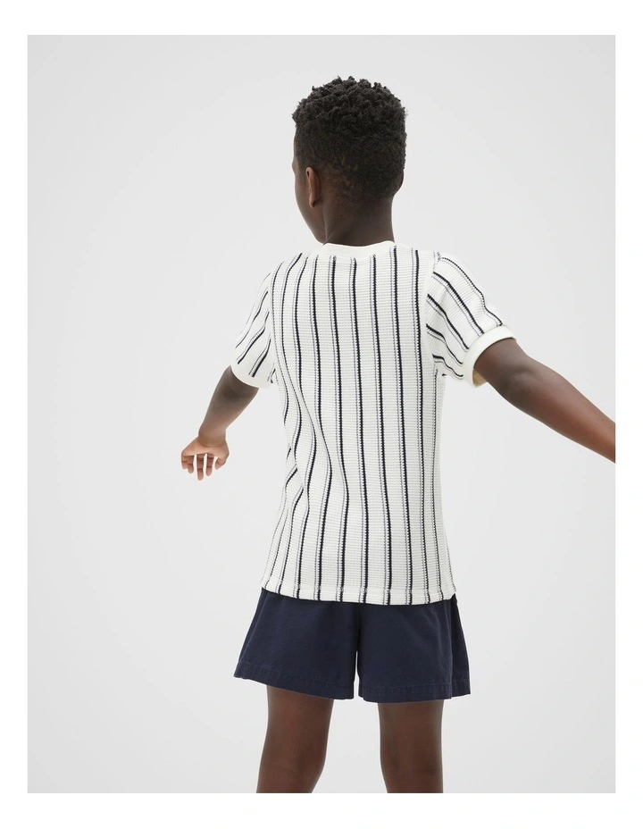 Stripe Waffle Tee in Canvas image 2