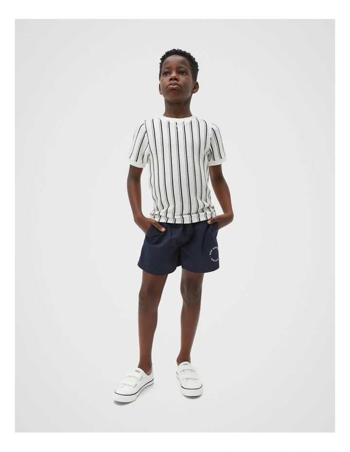 Stripe Waffle Tee in Canvas image 3