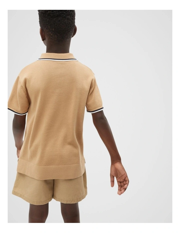 Knit Logo Polo in Biscotti image 2