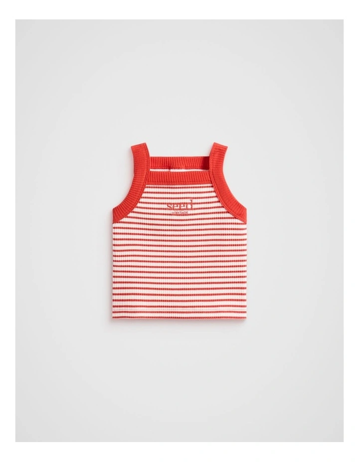 Stripe Logo Tank in Strawberry Red image 1