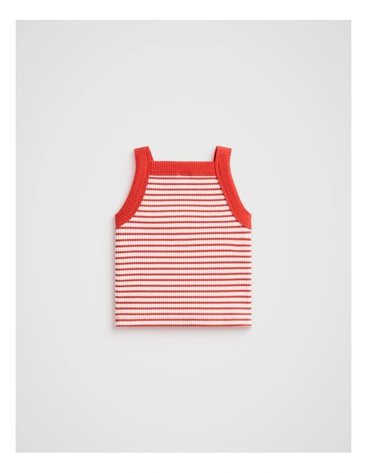 Stripe Logo Tank in Strawberry Red image 2