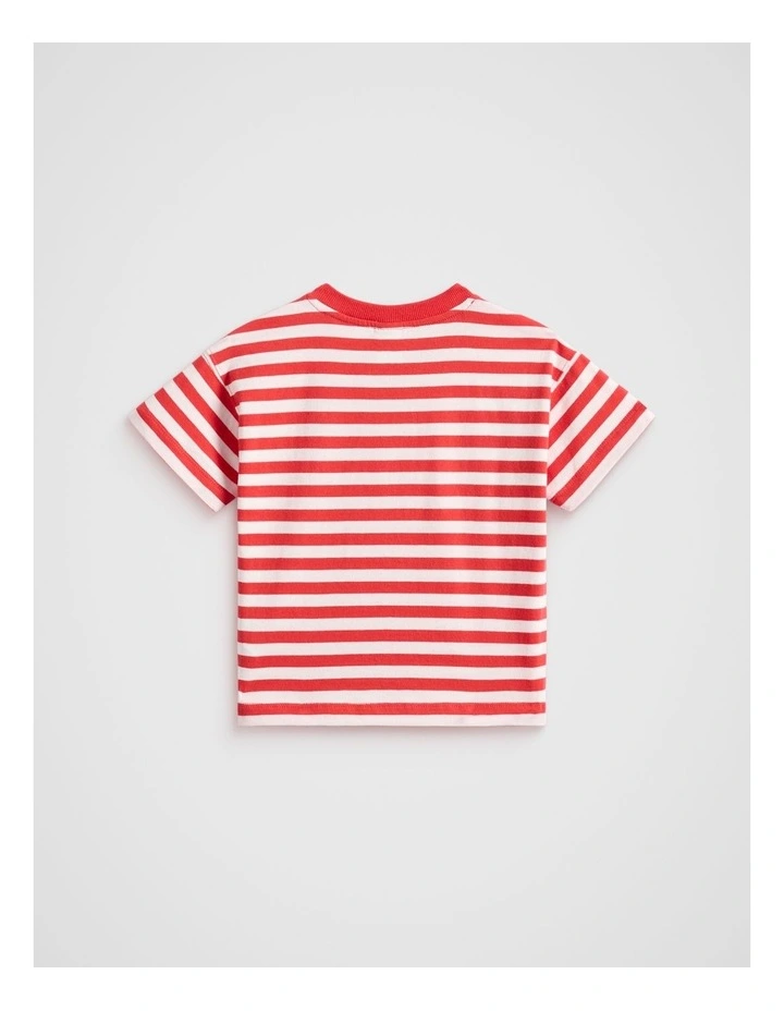 Core Stripe Tee in Strawberry Red image 2