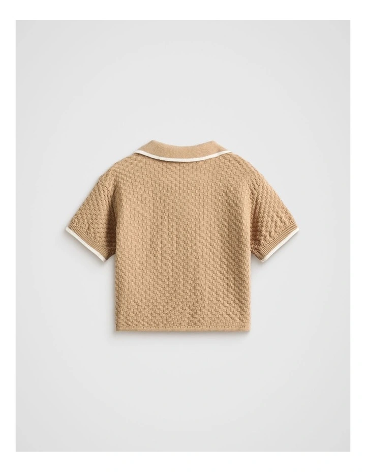 Knit Trophy Polo in Biscotti image 2
