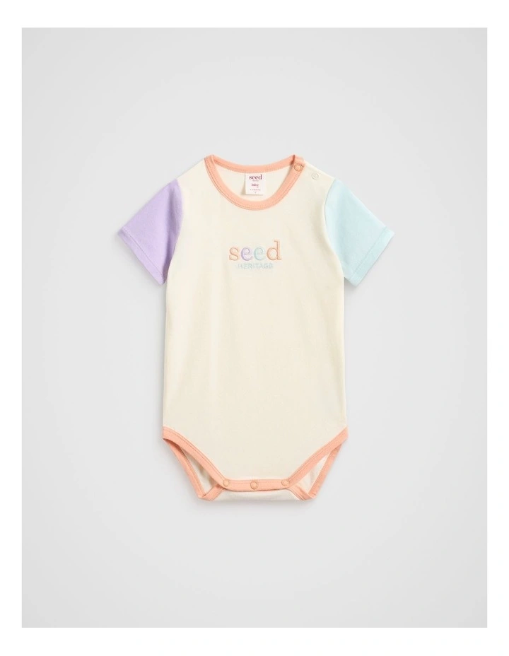 Colourblock Logo Bodysuit in Multi image 1