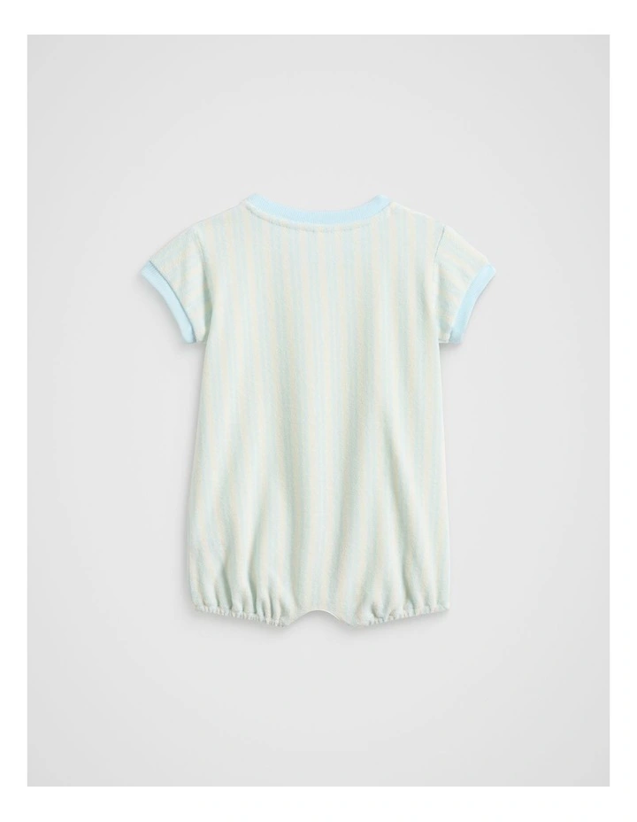 Stripe Terry Romper in Glacier Blue image 2