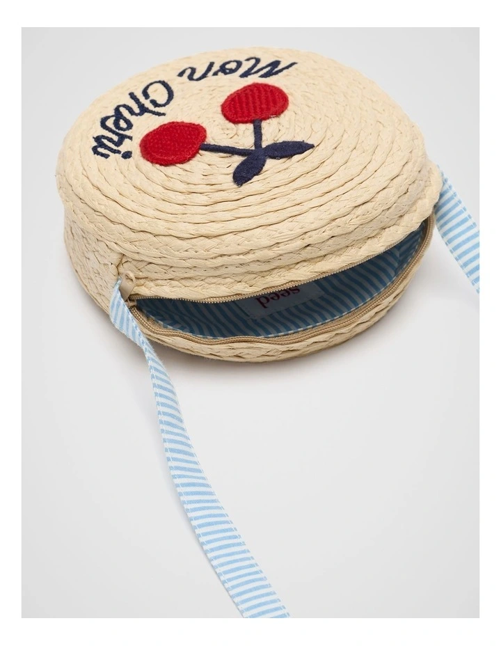 Cherry Straw Cross Body Bag in Multi image 3
