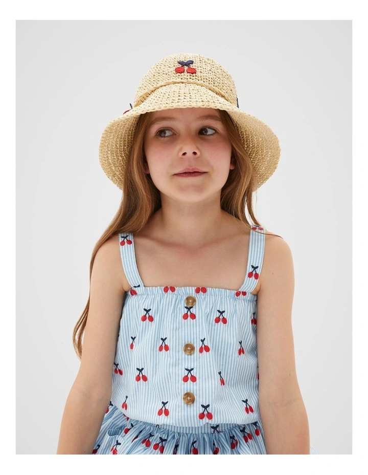 Cherry Straw Hat in Natural image 2
