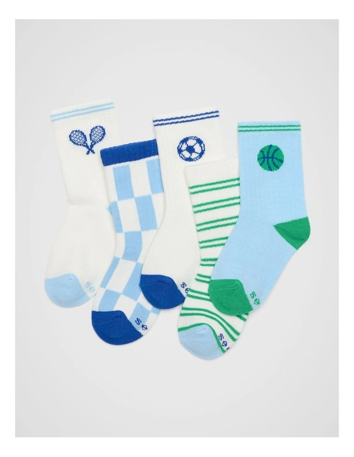 Sport Socks Pack Of 5 in Multi image 1