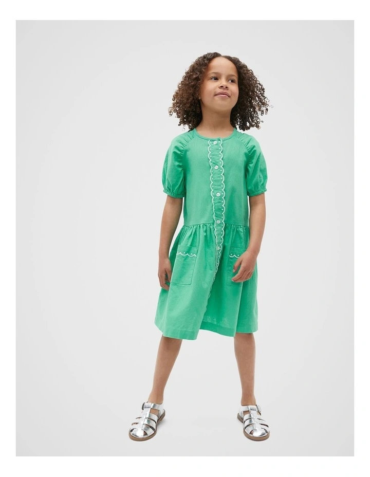 Scallop Trim Dress in Green image 1