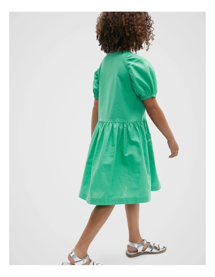 Scallop Trim Dress in Green image 2