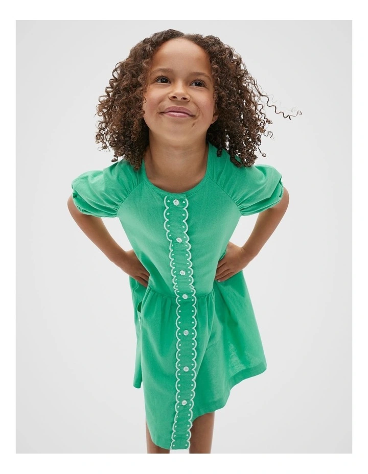 Scallop Trim Dress in Green image 3