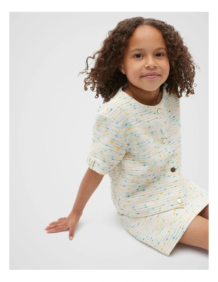 Boucle Button Jacket in White image 1