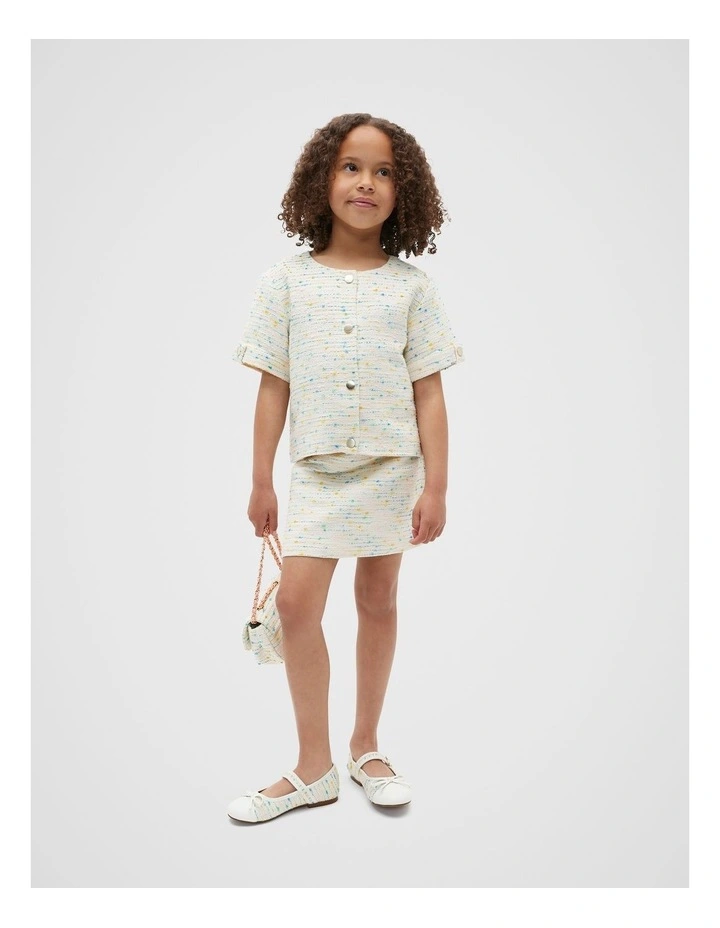 Boucle Button Jacket in White image 3