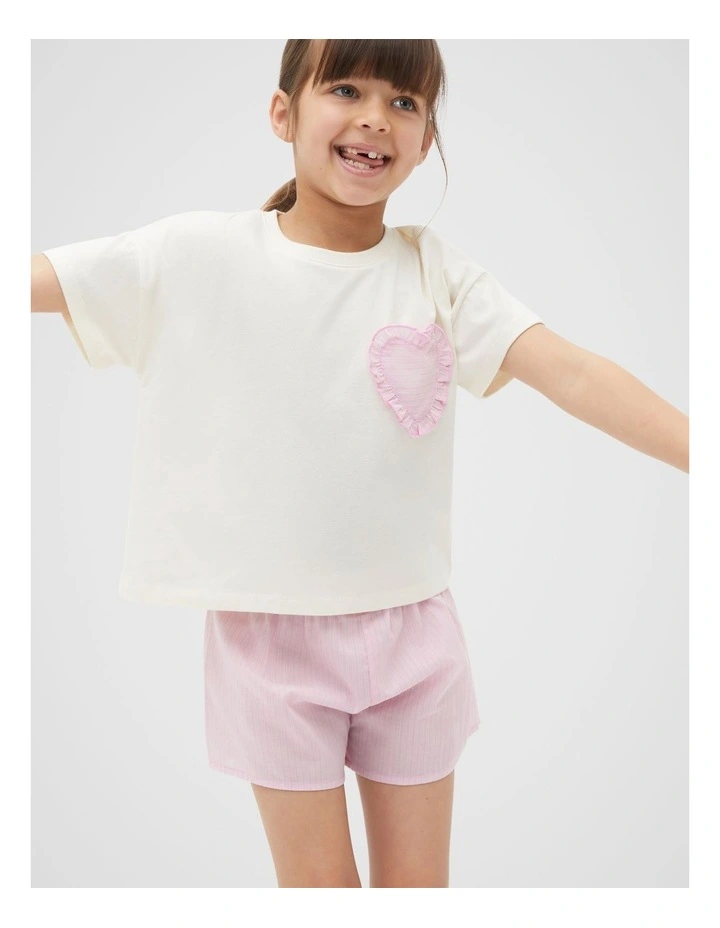 Heart Pocket Pyjama in Milk image 1