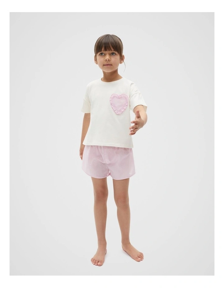 Heart Pocket Pyjama in Milk image 3