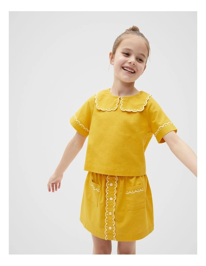 Scallop Collar Top in Yellow image 1