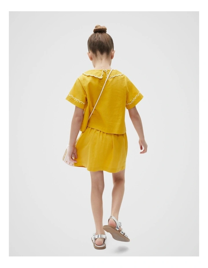 Scallop Collar Top in Yellow image 2