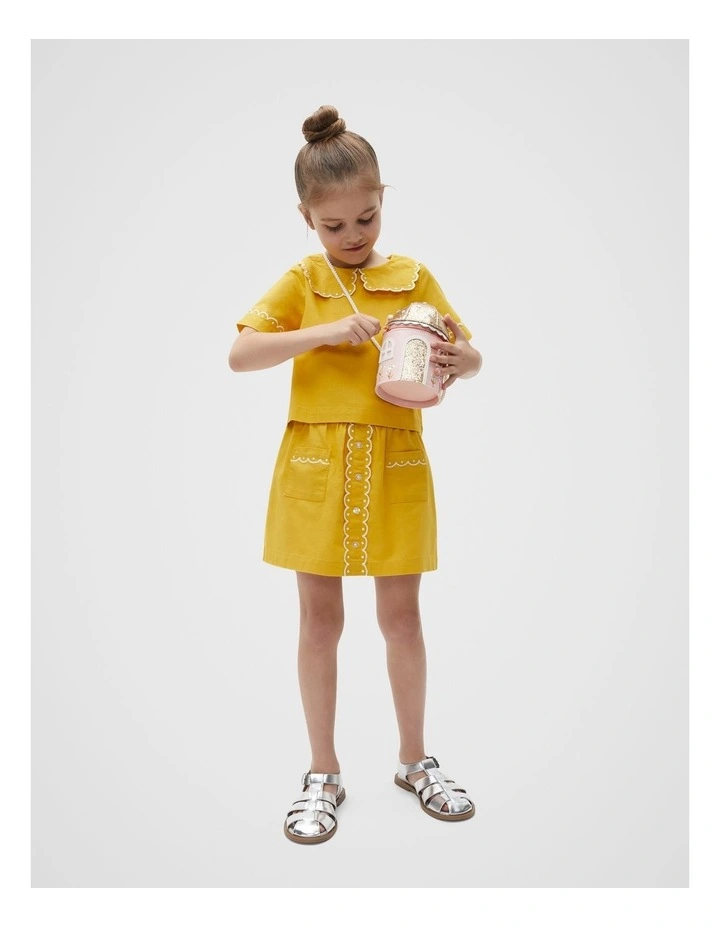 Scallop Collar Top in Yellow image 3