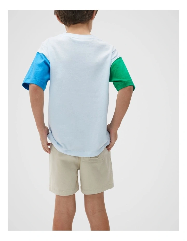 Colourblock Logo Tee in Ice Blue image 2