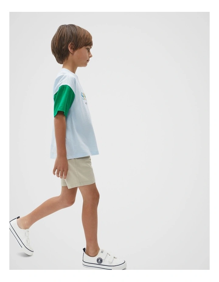 Colourblock Logo Tee in Ice Blue image 3