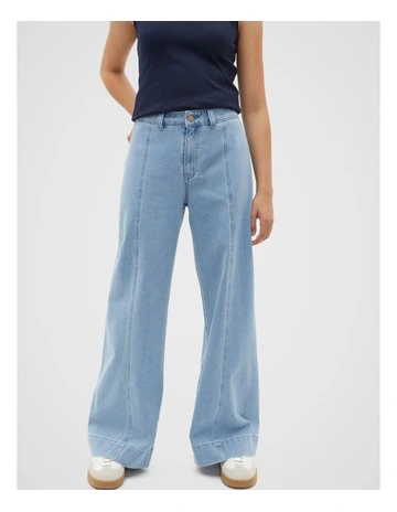 Wide Leg Jean in Clean Blue Wash