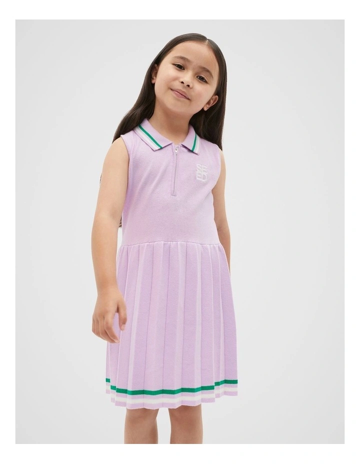 Pleat Knit Dress in Soft Lilac image 1