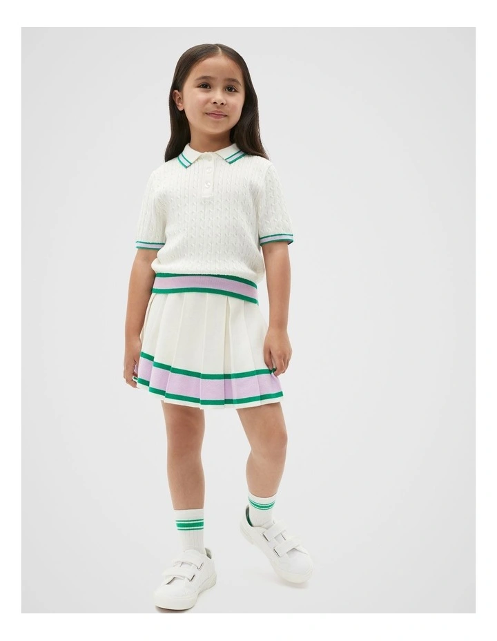 Pleat Knit Skirt in Canvas image 3
