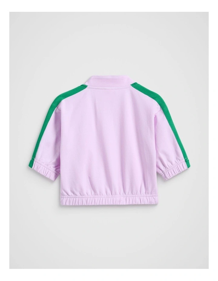 Zip Up Logo Sweat Top in Soft Lilac image 2