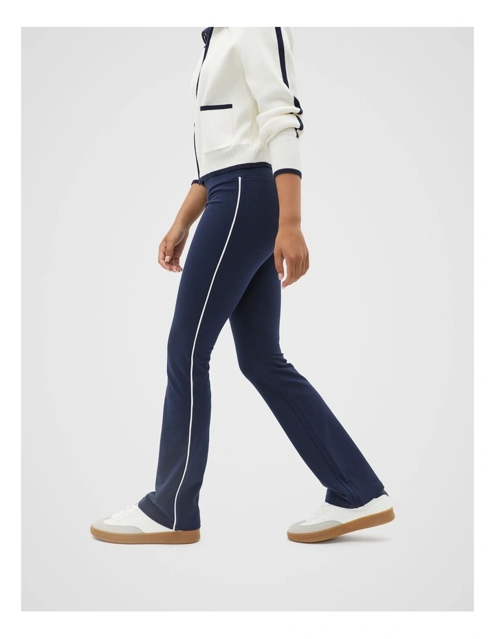 Piped Flare Legging in New Navy image 1