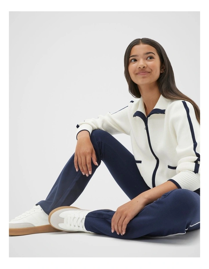 Piped Flare Legging in New Navy image 3